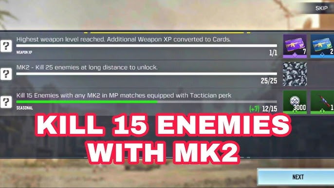COD Mobile Kill 15 Enemies With Any MK2 in MP Matches Equipped with Tactician Perk