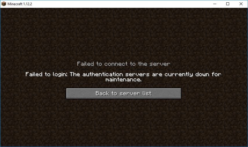 Minecraft server authentication down