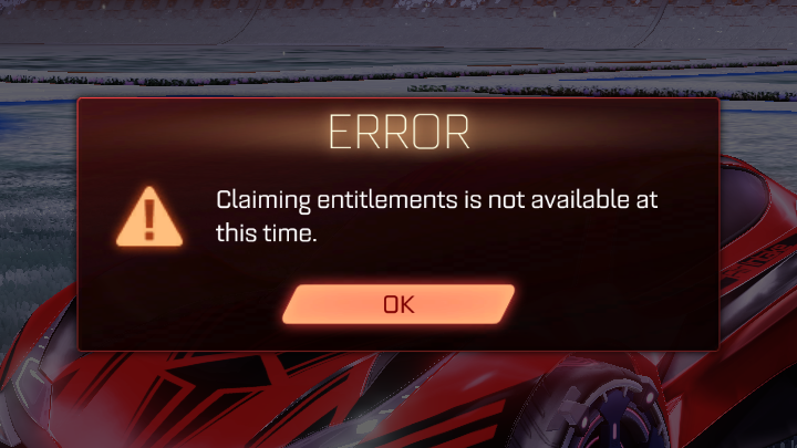 Rocket League Claiming Entitlements is not available