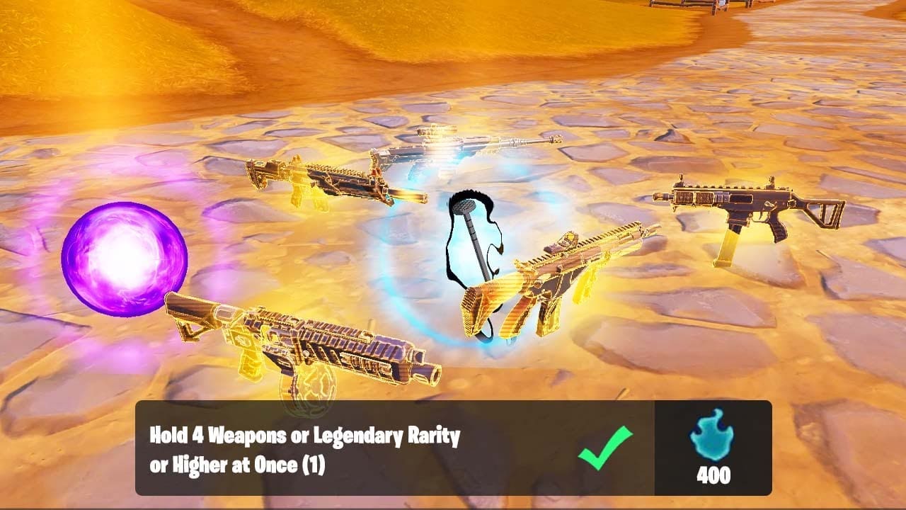 Hold 4 Weapons of Legendary Rarity or Higher at Once- Fortnite
