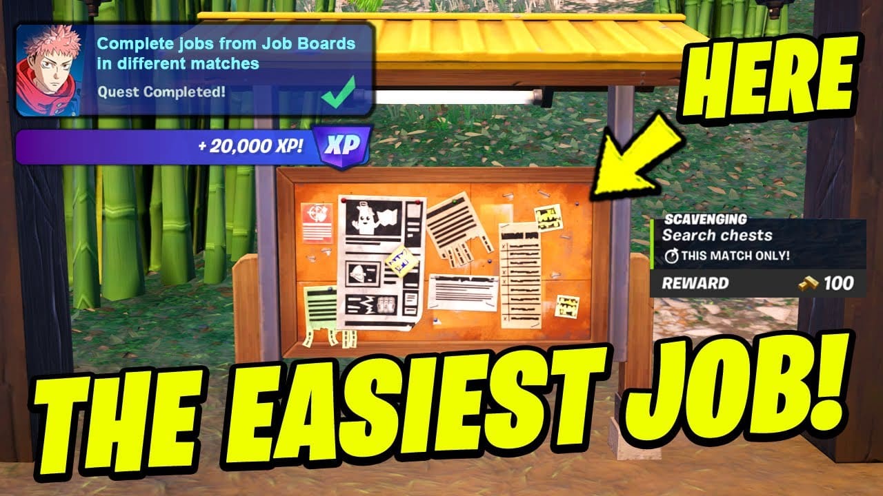 Accept a job at a job Board in different matches in Fortnite