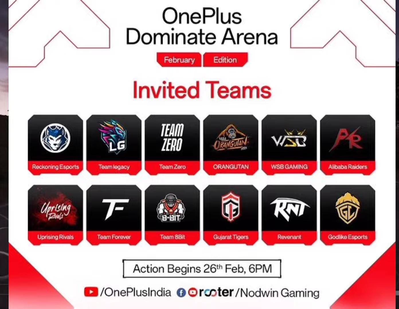 OnePlus Dominate Arena 2024 - February Edition - Start Date Invited Team and More