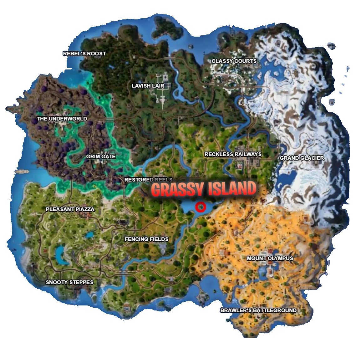 Maybe On a Grassy Island Fortnite - The Center of Everything Location